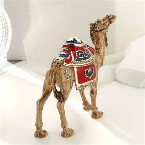 Hand Painted Enamel Camel Trinket Box, Hinged 